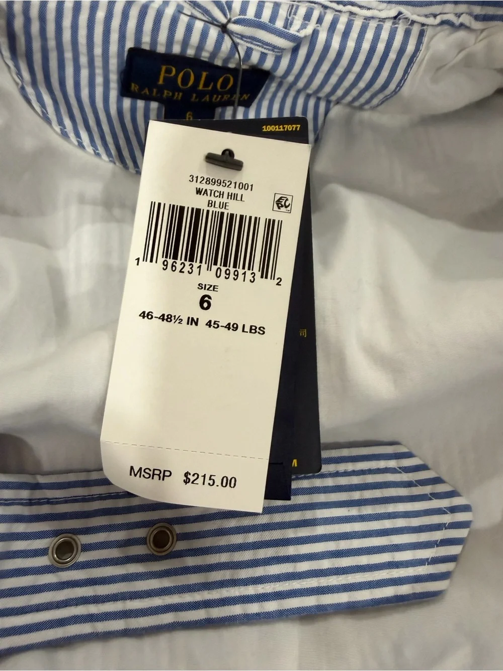 Ralph Lauren Blue & White Striped Kids Trench Coat